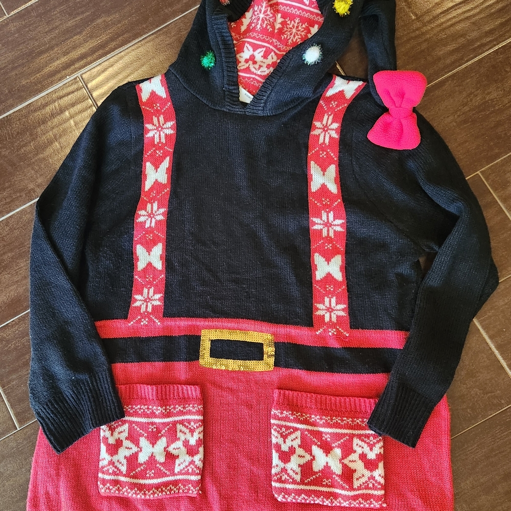 Disney Parks Lederhosen Look Knit Sweater Tunic With Mouse Ear Hoodie XXL